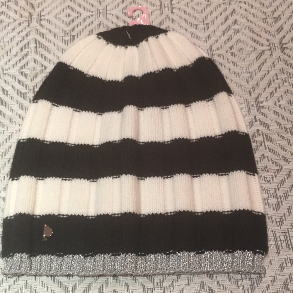 Kate Spade ♠️ beanie- one size . Metal logo brand new